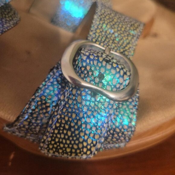 Dansko Womens Clog Sandals Sophie Shagreen In Iridescent Blue Sz 39 (8.5) - Picture 3 of 9